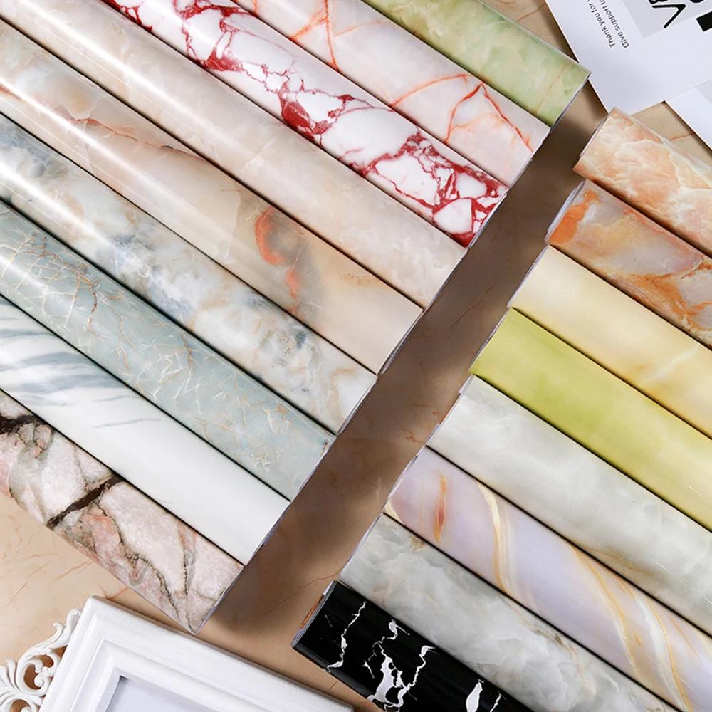 Self Adhesive Wallpaper Marble Pattern Kitchen Waterproof Oil Resistant Dirt Resistant Stickers Furniture Renovation Wallpapers