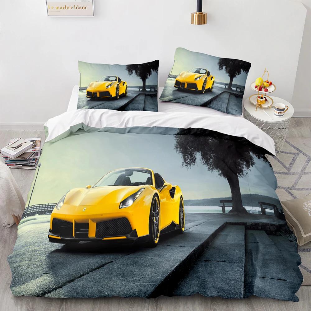 Sports Car Racing Bedding Set Single/Twin/Full/Queen/King Size SUV Truck Duvet Cover Set Aldult Kid Bedroom Supper Sports Car