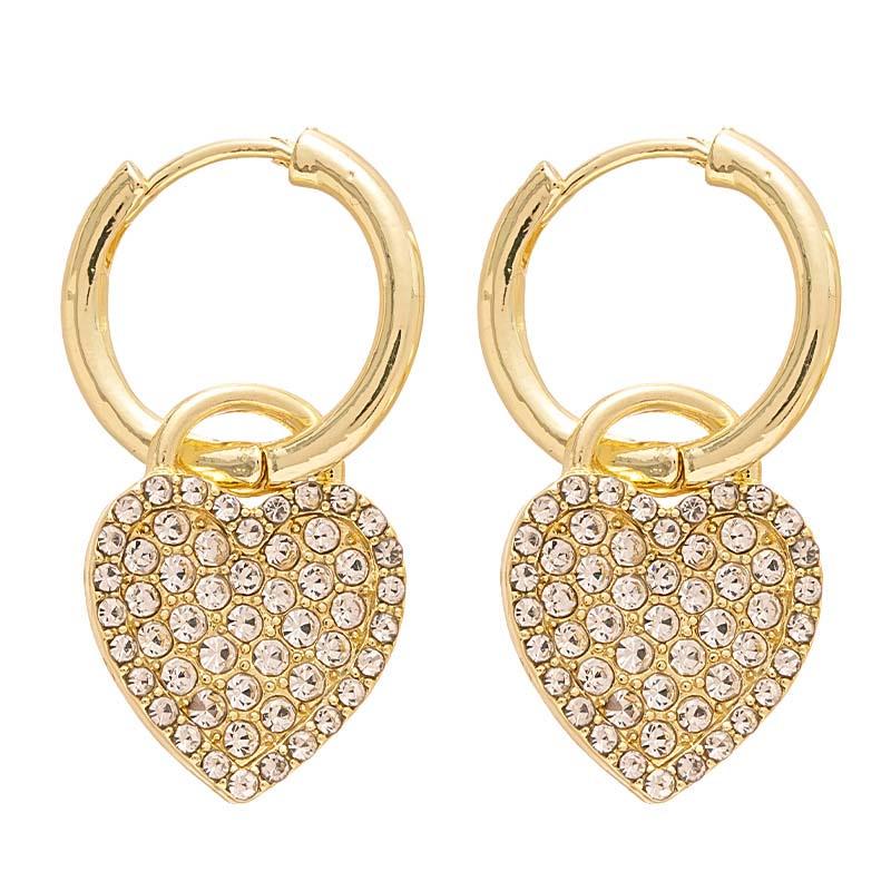 2026 New Exquisite Heart Crystal Drop Earrings for Women Luxury Gold Color Temperament Ear Buckle Wedding Jewelry Accessories