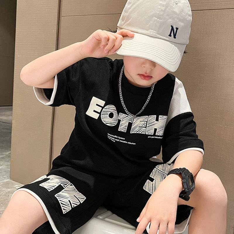 Summer Teenagers Boys Clothing Sets Child Fashion Letter Top And Shorts 2Pcs Kids Tracksuit 4 5 6 7 8 9 10 11 12 13 14 Years