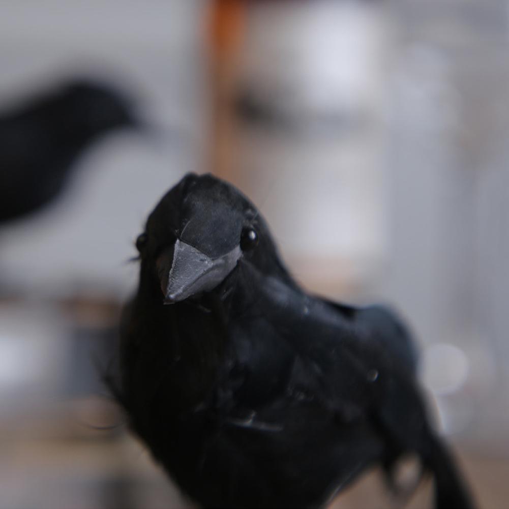 Plastic Simulation Crow With Feather Fake Bird Raven Model Photography Props For Halloween Party Decor