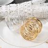 4pcs Metallic Wire Mesh Napkin Table Decor Rings Gold Napkin Holder Wedding Decoration Napkin Buckle Holder for Party Dinner