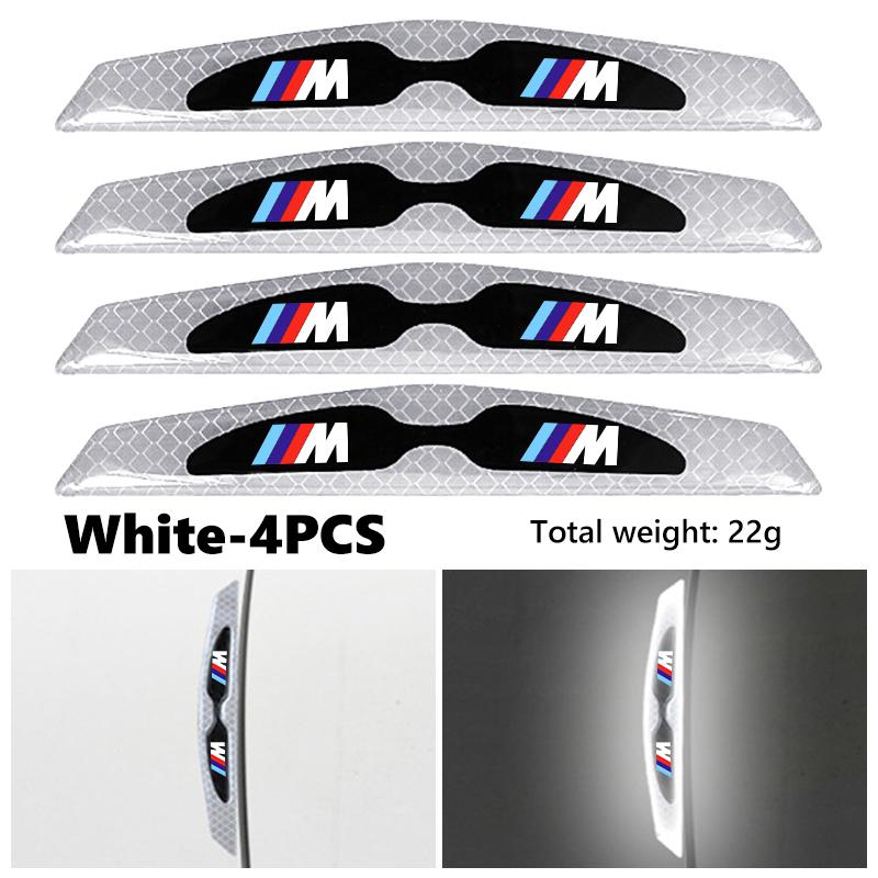 

For BMW 4PCS Car Door Reflective Stickers Safety Warning 3D Epoxy Stickers Decorative M Performance Alpina M3 M5 M6 X1 X3 X4 X5