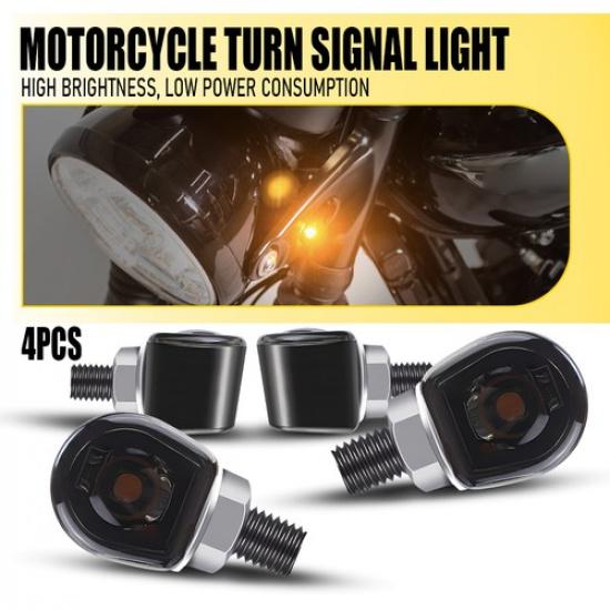 For YMHa Kawasaki Motorcycle Black Amber LED Turn Indicators Signals Light 4X