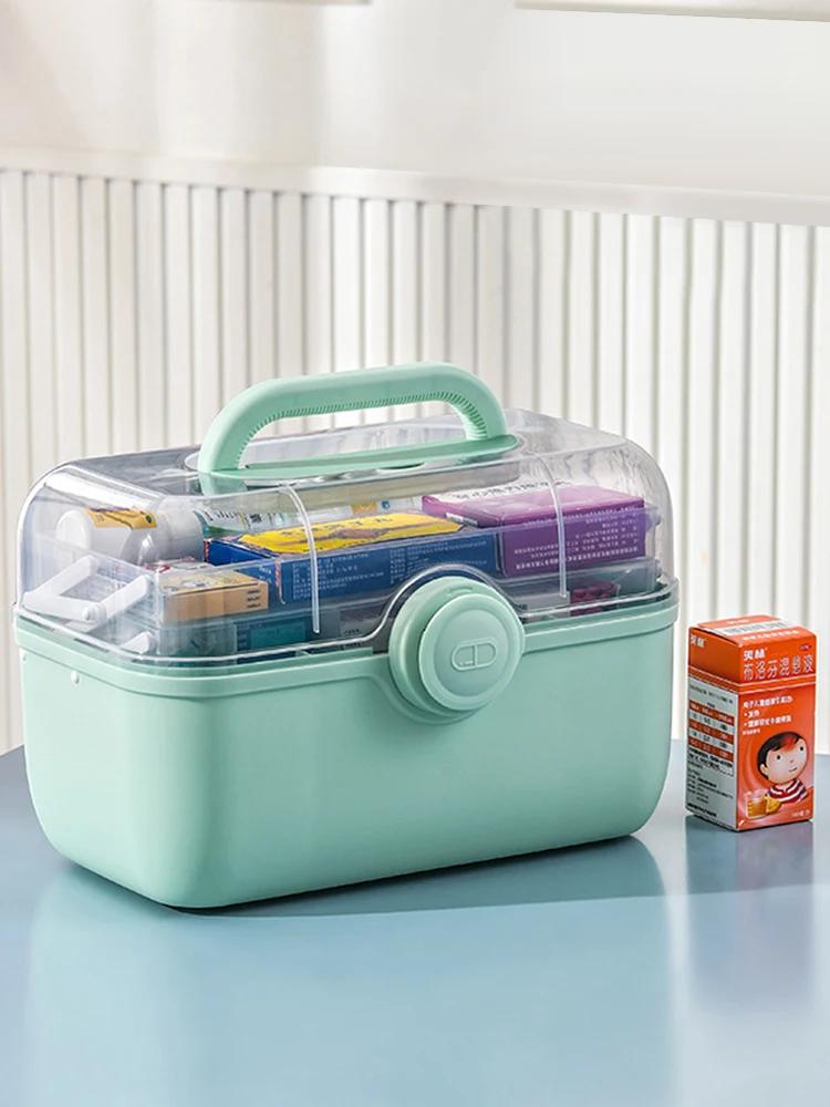 Medicine Storage Box First Aid Kit Storage Box 3 Tiers Plastic High Capacity MultiFunctional Portable Family Emergency Pill Case