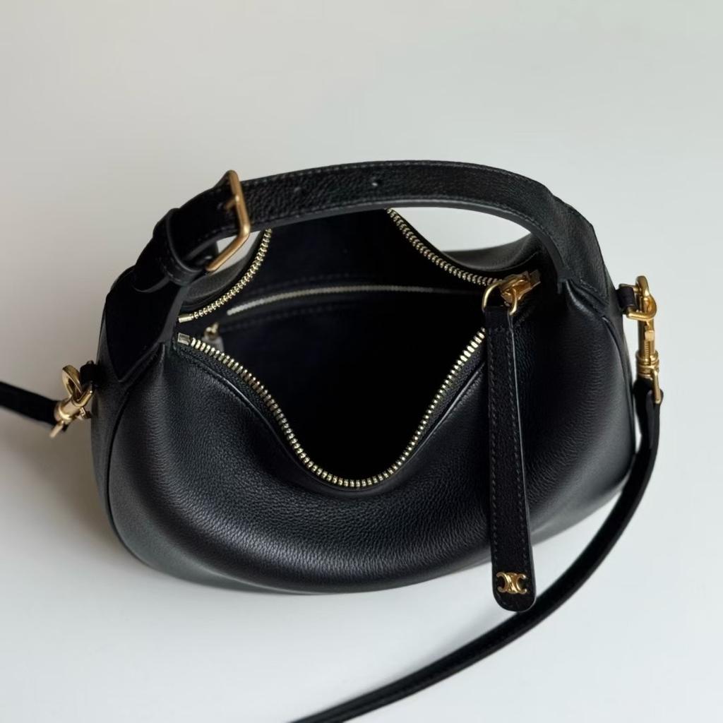 Cowhide crescent bag handbag underarm bag 2025 new casual shoulder bag messenger bag first layer women's bag mini