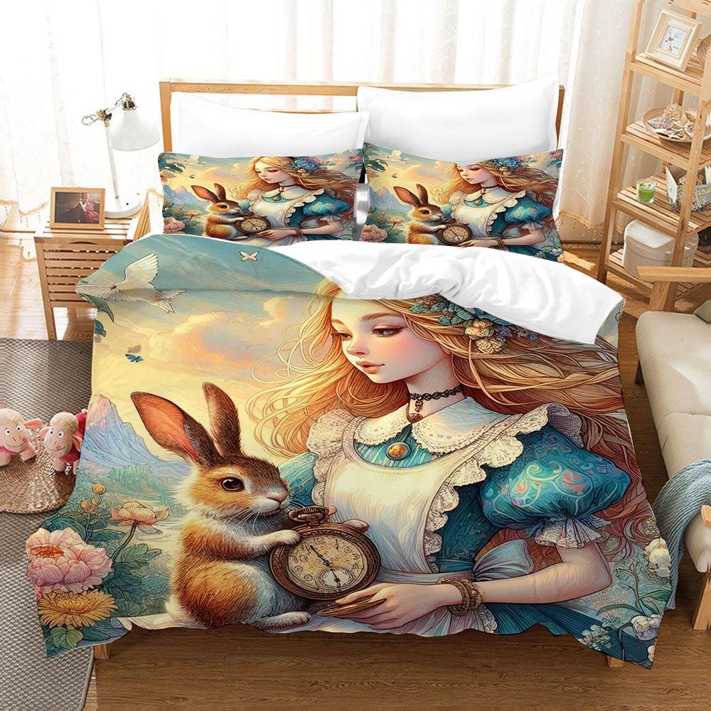 

Disney Алиса в Стране чудес Набор пододеяльника Мультяшный Аниме Алиса Постельное белье Набор Пододеяльник Наволочка Постельный набор Полуторный Кинг EU Twin 135x200cm