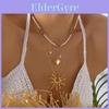 Ensemble de colliers géométriques en acier inoxydable avec cœur en perle et soleil creux pour un style vacances d'été