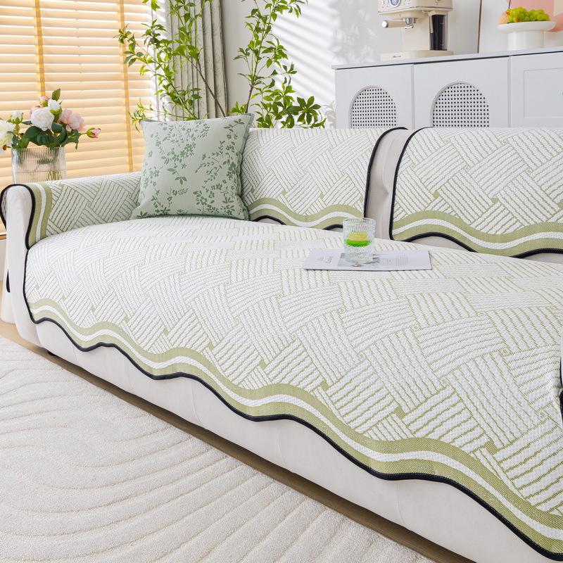Special-Shaped Sofa Cushion Summer Ice Silk  New Cool Bean Non-Slip Seat Cushion Straight Row Sofa Cover