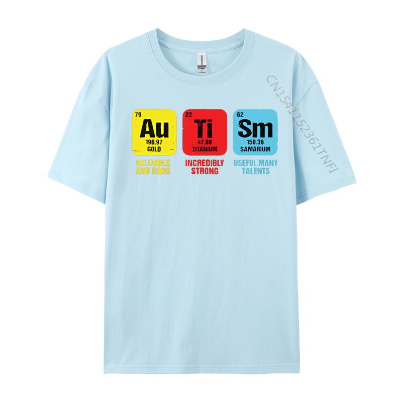 Autism Awareness Elements Periodic Tshirts Man Cotton TShirts Homme Camisas Classic Fashion Clothing