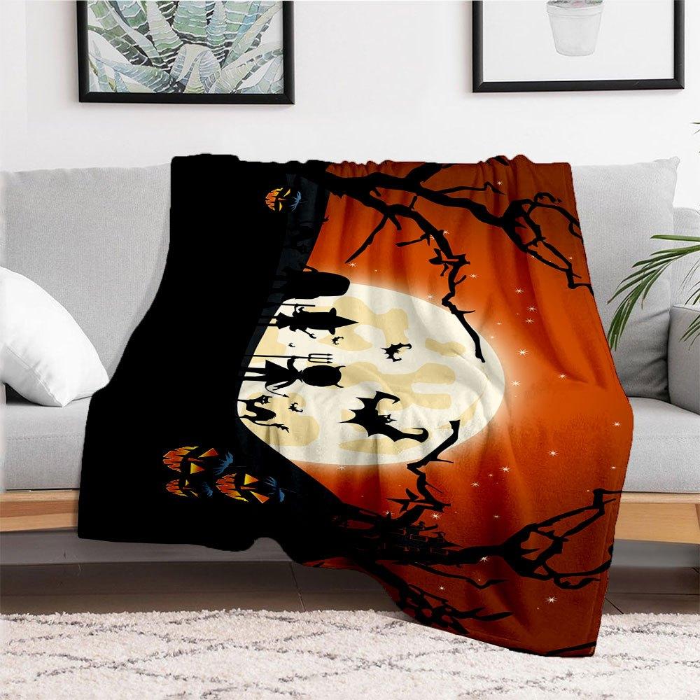 Halloween Full Moon Party Invitation CardBlanket Flannel Throw Blanket for Sofa, Bed, Travel, Camping, Office, Couch, Chair, And Bed Gift Fo