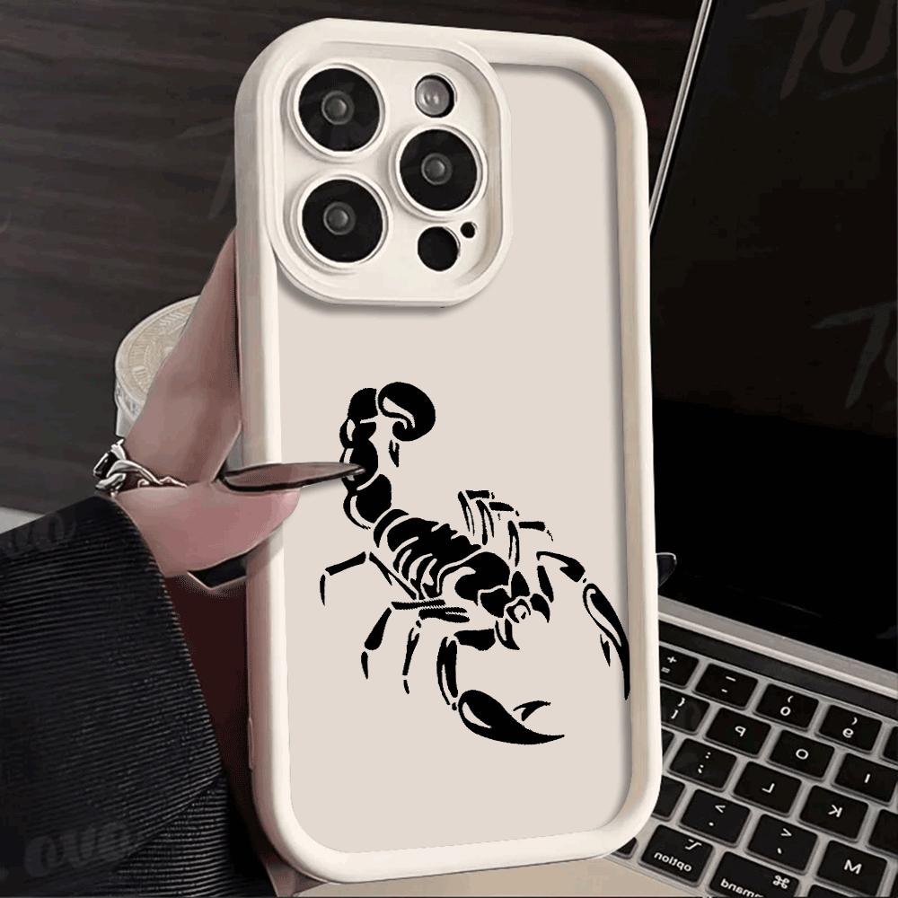 Shockproof Phone Case For iPhone 16 15 14 13 12 11 Pro Max Plus/Mini XS Funny Black Crab Pattern TPU Lens Protect Soft Cover