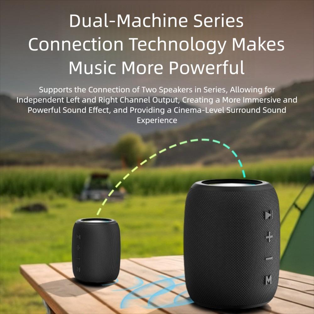 Portable Outdoor Bluetooth Speaker, IPX6 Waterproof, 1500mAh, 10W Bass, RGB Lights, Bluetooth 5.3, TWS for Camping Beach Party