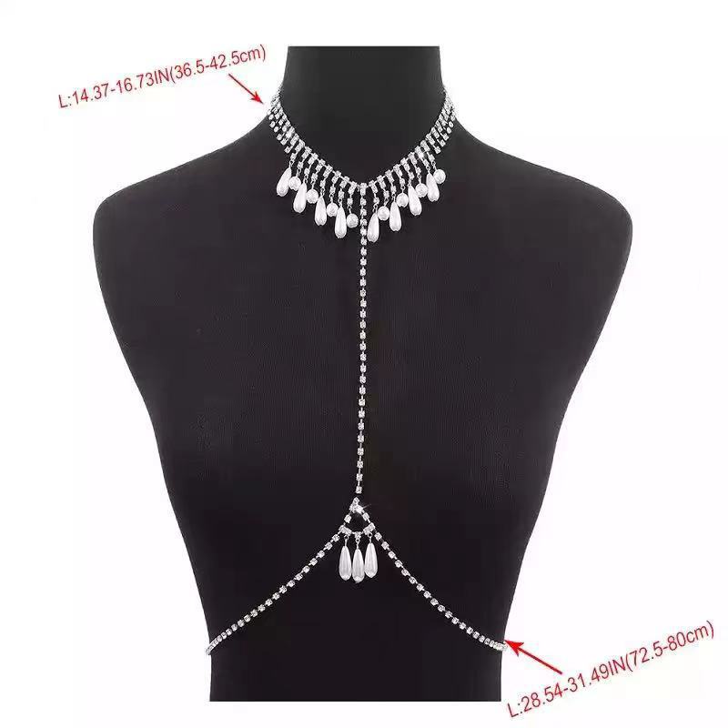 European And American Fashion Accessories, Multi-Layer Rhinestone Necklace Waist Chain, Nightclub Sexy Bikini Chest Chain Women'S Body Chain