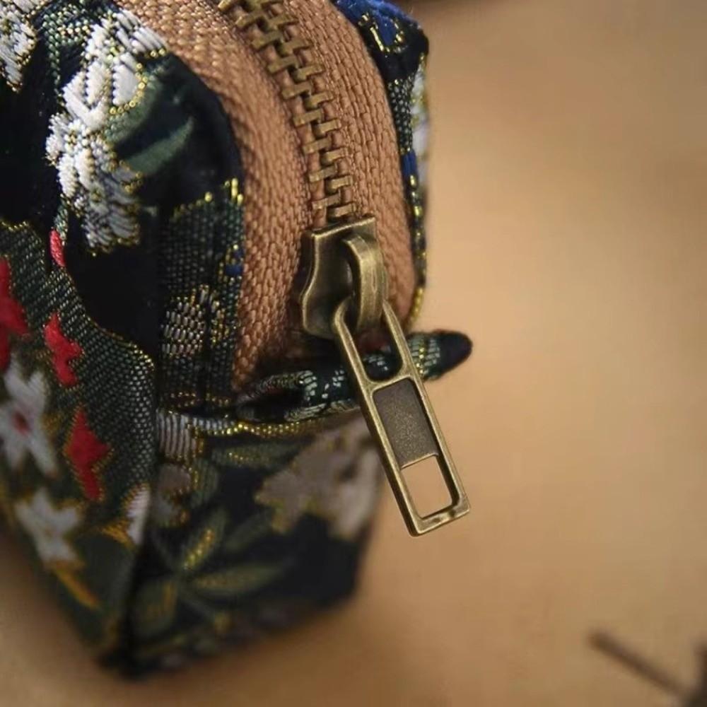 New Chinese Retro Style Pencil Case Damask Embroidery China Bird Flower Art Pen Bag Flannel Lining Beautiful Women Makeup Bag