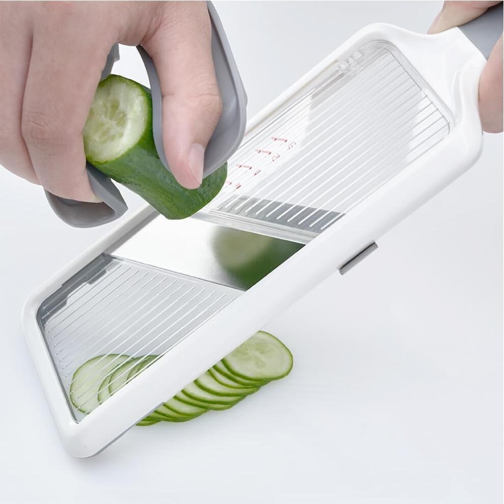 Adjustable Stainless Steel Mandoline Slicer and Vegetable Chopper with Safety Grip for Fruits and Vegetables