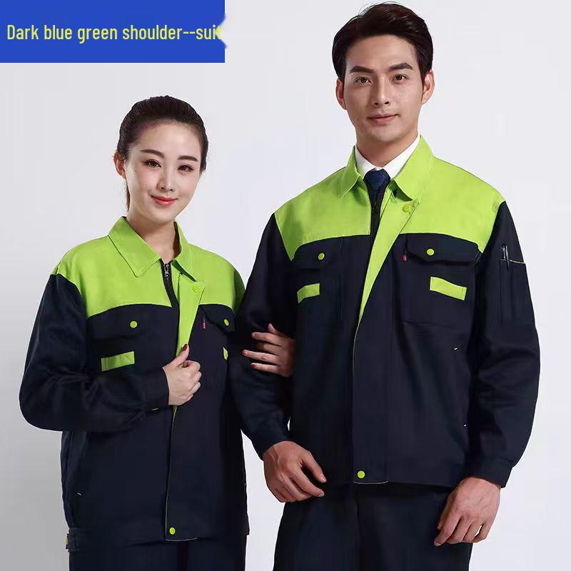 Men's Wear-Resistant Long Sleeve Workwear Set for Spring & Autumn: Ideal for Workshop, Auto Repair, Construction, and Electrical Mechanic Jobs.