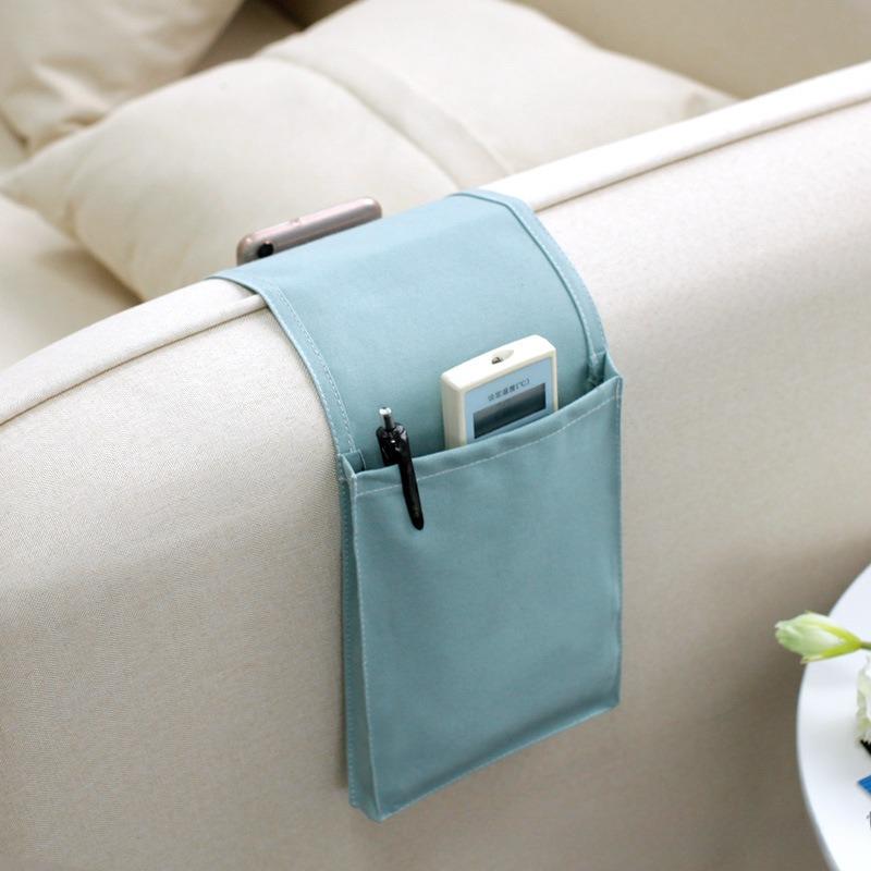 Multipurpose Cotton Linen Hanging Bedside Storage Bag Sofa TV Remote Control Desk Organizer Pockets Bed Holder Pockets