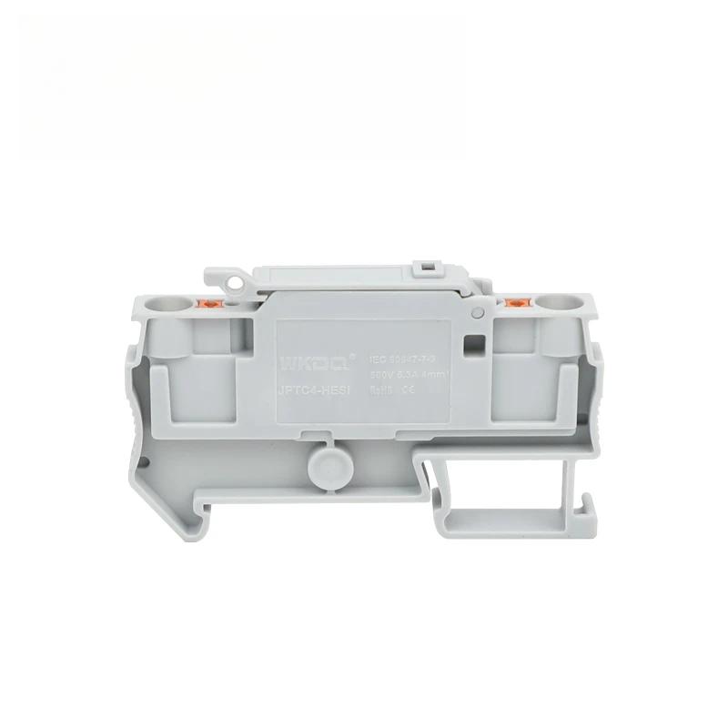 Fush Terminal Block 10Pcs PTC4-HESI Trennen Hebel Push-in Stecker Din Montieren Mit 5x2 0mm 0,5 A-10A Sicherung PTC 4-HESI
