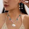 Boho Summer Beach Jewelry Set For Women Vacation Style Seashell Starfish Pearl Necklace Dangle Earrings Vacation Accessories