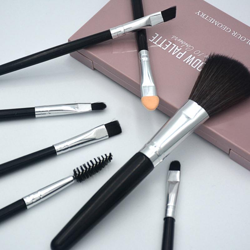 7-teiliges Make-up-Pinsel-Set mit Kunststoffgriff, Augenbrauenpinsel, Beauty Foundation, Lidschattenpinsel