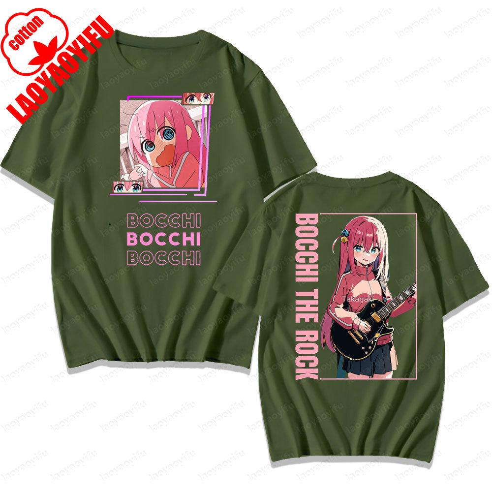 BOCCHI THE ROCK Cute Cartoon Girl Daily Life T Shirt Men Women Universal Crewneck Cotton Short Sleeve Rock and Roll Lover Tee