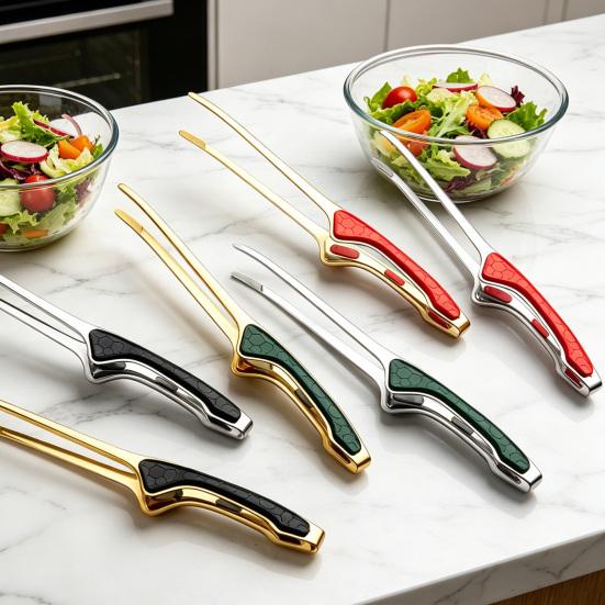 Köks-tång Rostfritt stål Matlagningstång Non-stick Gummispetsar för att klämma Skyddar händerna Köksredskap Matklämma Matlagningsaccessoar