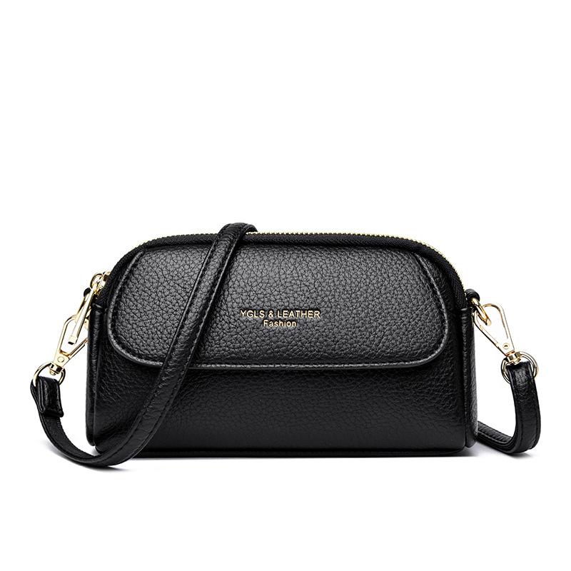 A Multi-layered, Elegant and Fashionable Single-shoulder Crossbody Small Square Bag with Lychee Patterns for Ladies