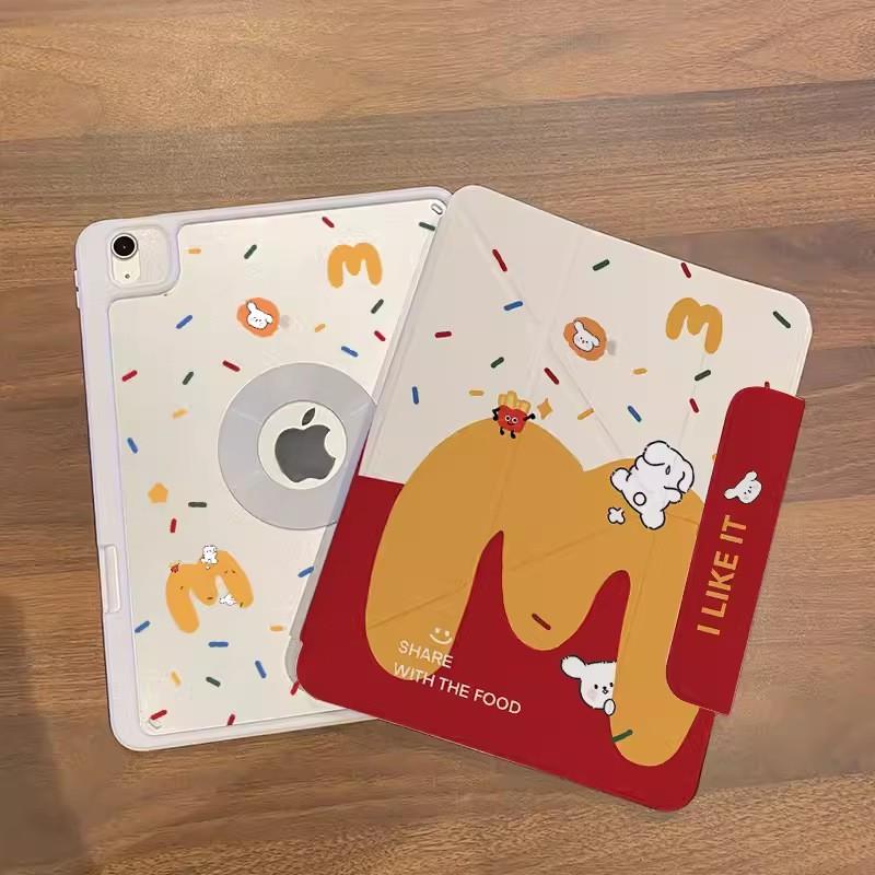 Magnetic Detachable Acrylic Case IPad Pro 11 Inch Mini 7 With 720 Rotating Stand Cartoon Design Full Cover