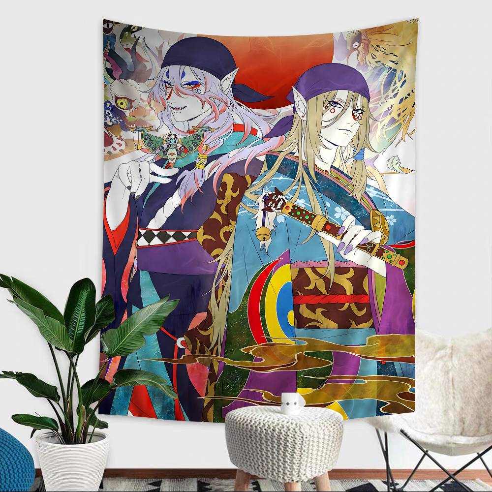 Mononoke Kusuriuri Anime Colorful Tapestry Wall Hanging Hippie Flower Wall Carpets Dorm Decor Japanese Tapestry