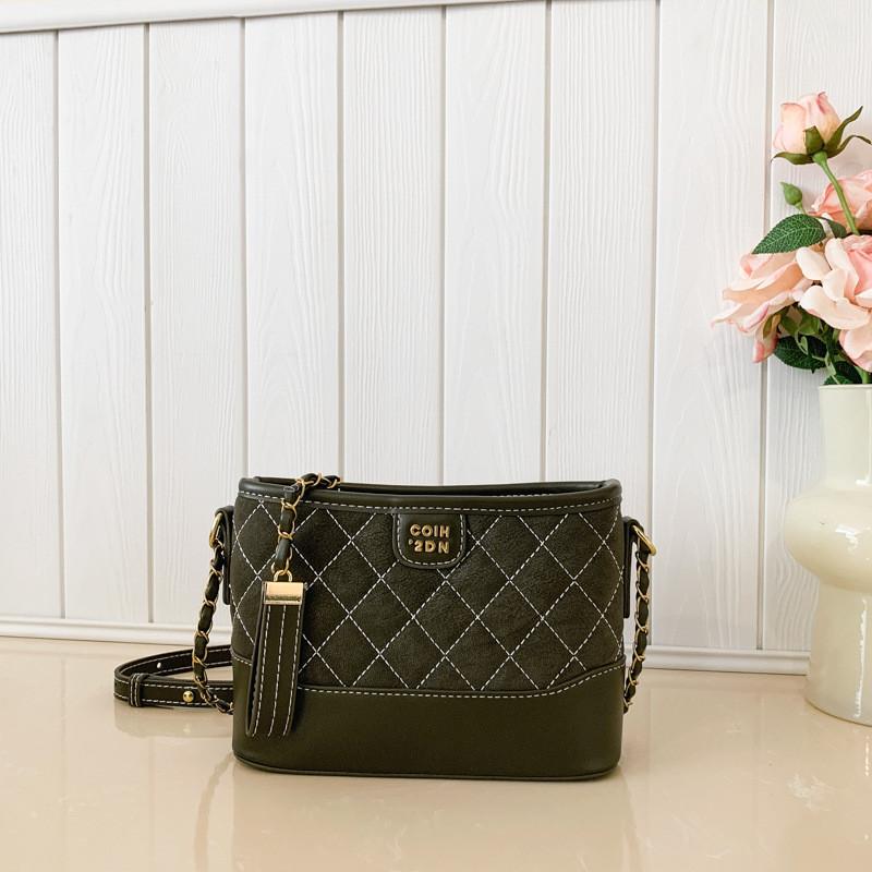 IELGY Ladies Messenger Bag Retro All-Match Chain Shoulder Diamond Bucket Bag