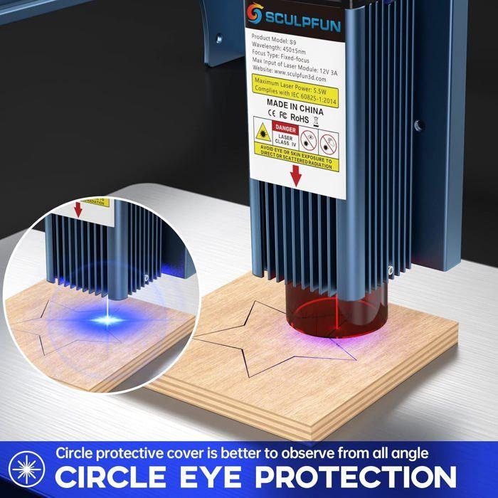 Graveur laser - SCULPFUN - S9 - 90W - Découpe bois 15 mm - 410 x 420 mm