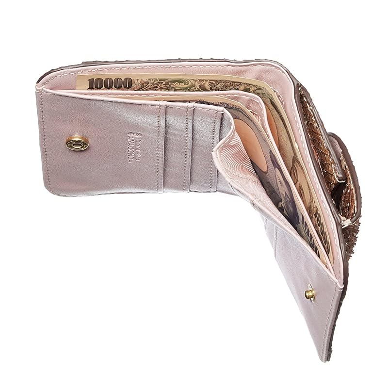 Made in Italy cowhide Anaconda Diamantina ladies bi-fold wallet BOX type coin purse money luck up feng shui money luck wallet present for gift boxed