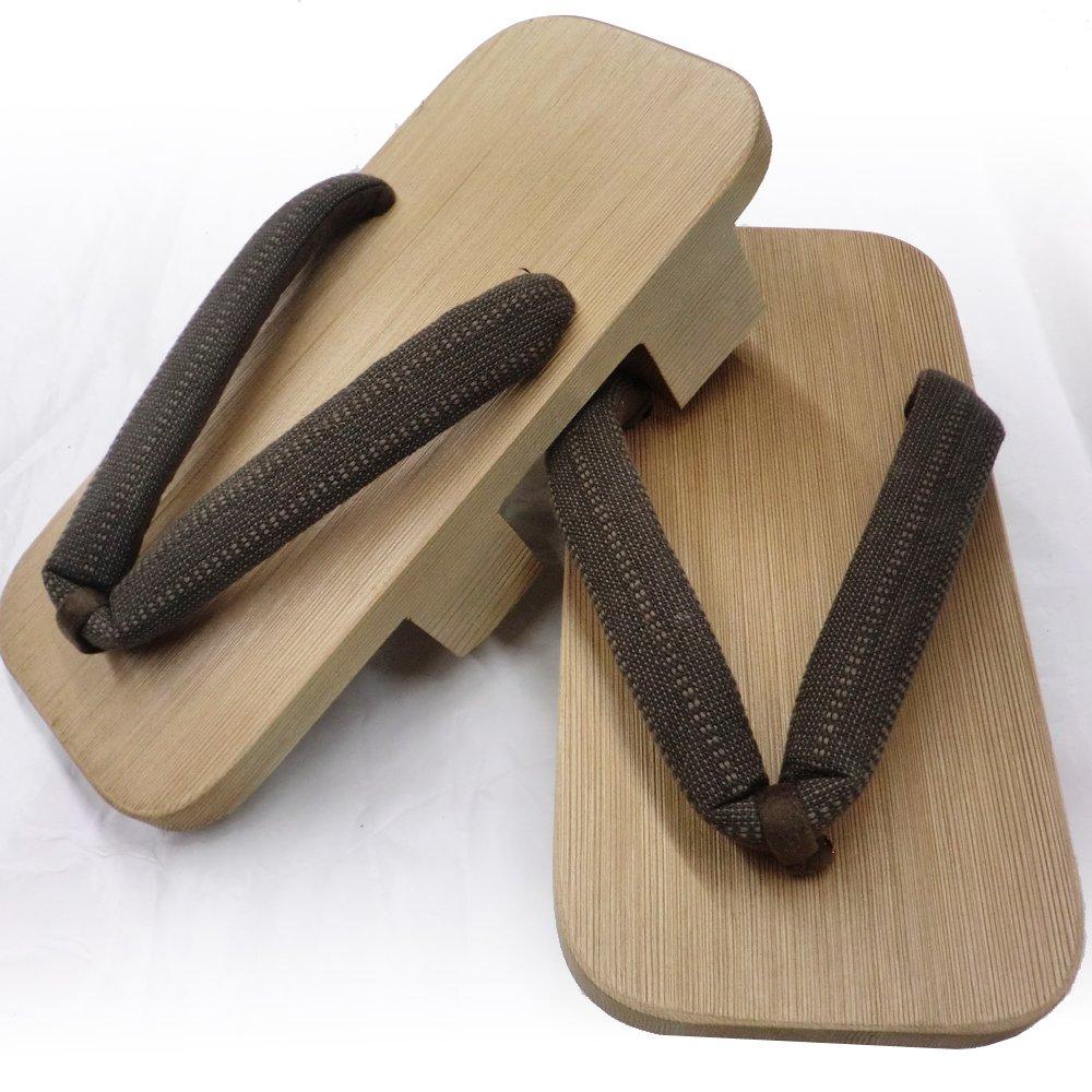 Kiso Nezuko Geta: Men's Two-toothed Sandals with Brown Stripes, a Traditional Craft Made in Japan, Carrying on 300 Years of Tradition