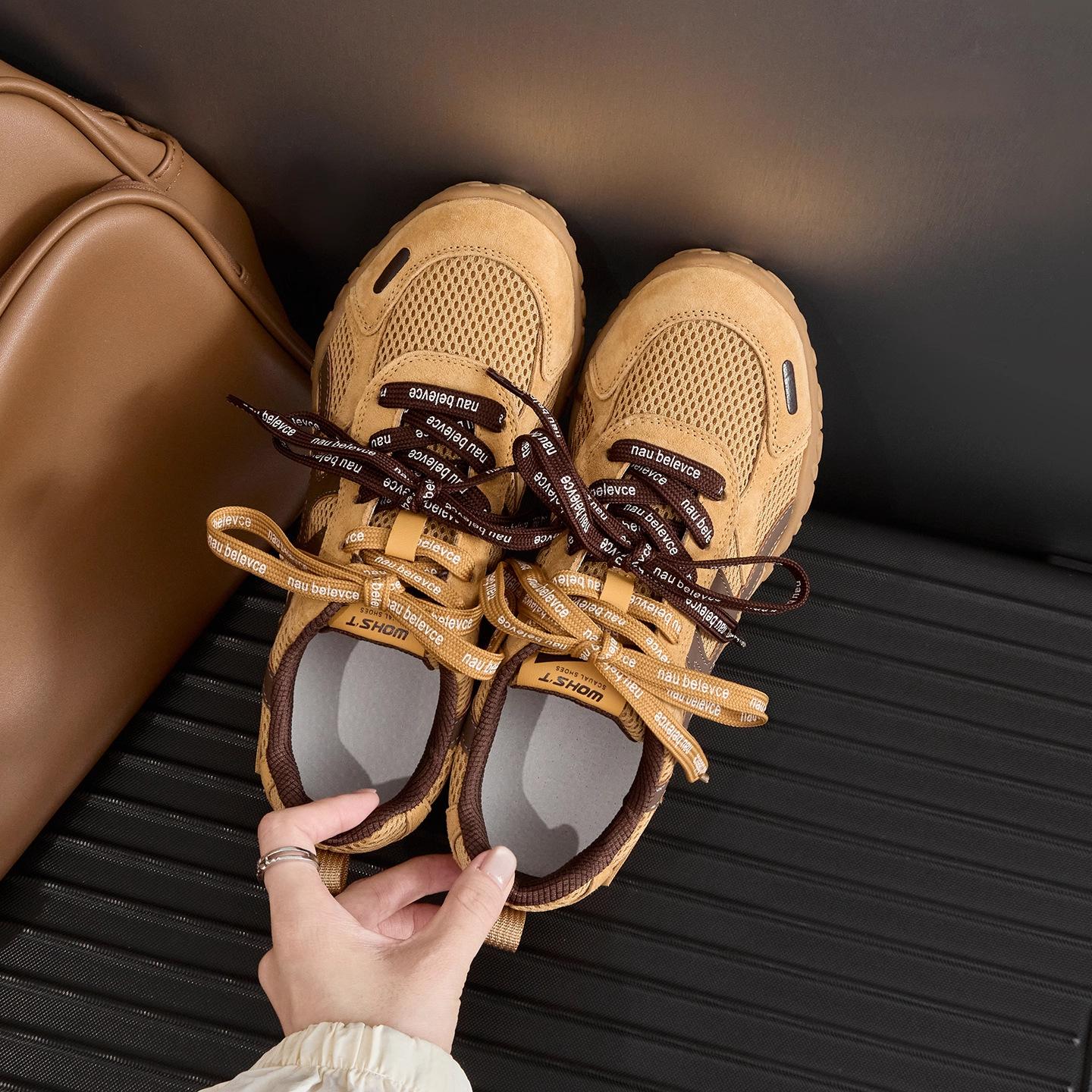 

Ретро внутренняя высота увеличение контрастного цвета сращивание толстая подошва женские новые сетчатые дышащие досуг спорт 40