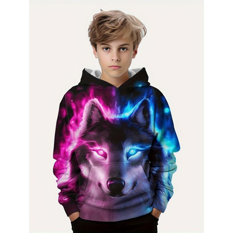 Hoodie Cartoon Cat Pattern Full Print Girl Trendy Sweatshirt Comfort Fit Long Sleeve Jumper Tops Children Kids Clothing Gift