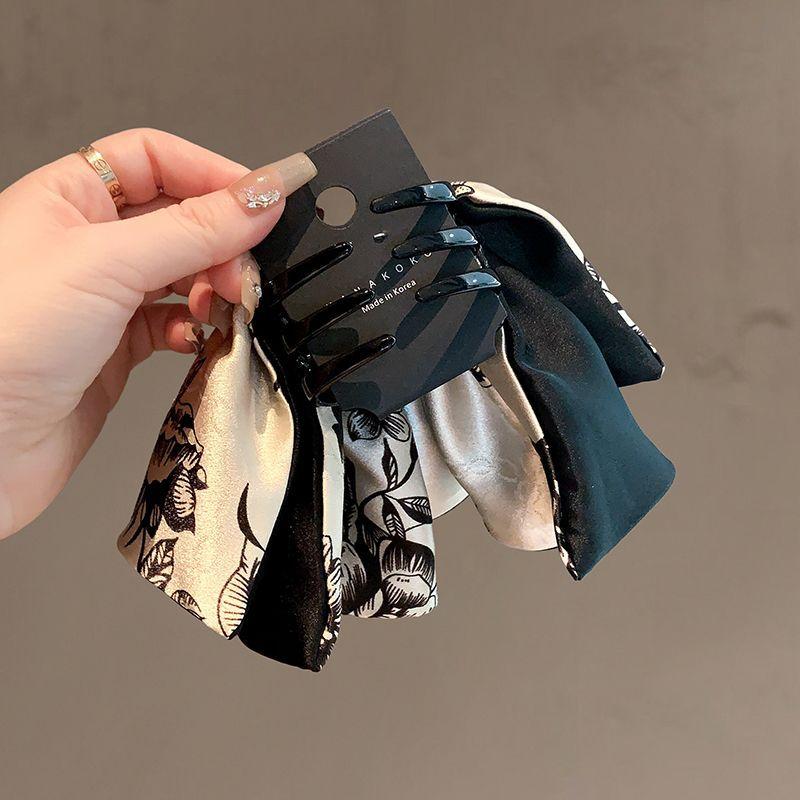 New French Vintage Skirt Tailor Hair Clip Luxury Printed Updo Shark Clamp Stylish Hair Accessory for Women