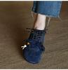 Women's Frosted Cowhide Blue German Trainer Fashion Casual Shoes - Autumn 2025 Genuine Leather.
