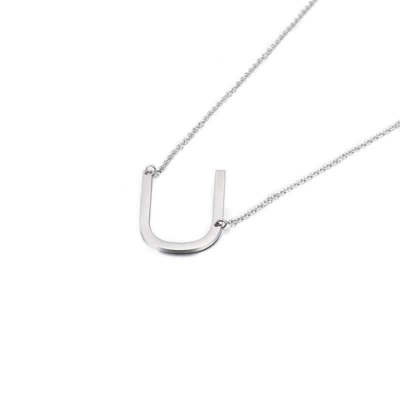 Kalen Clavicle Necklace: 26 English Letter Titanium Steel Necklace for Women - Simple and Elegant Design
