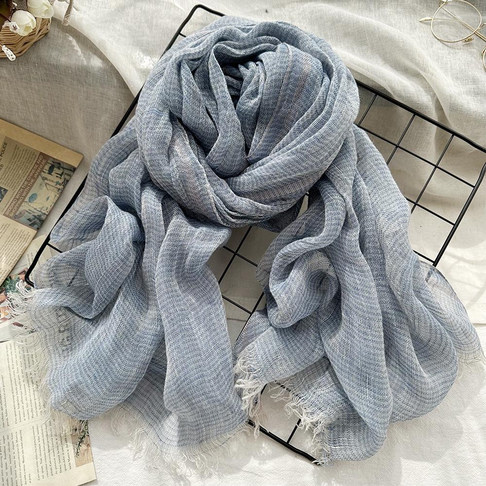 Pruhovaná lněná šála pro ženy na léto Literární sluneční clona Barva Tkaní Řemeslné zpracování Gázová šála