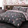Christmas Duvet Cover Set 3 Pieces Penguin Snowflakes Xmas Tree Bedding Set Grey Reversible Plaid Comforter Set