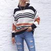 Striped Pullover Sweater Long Sleeve Round Neck Loose Fit Casual Women Fall 2025