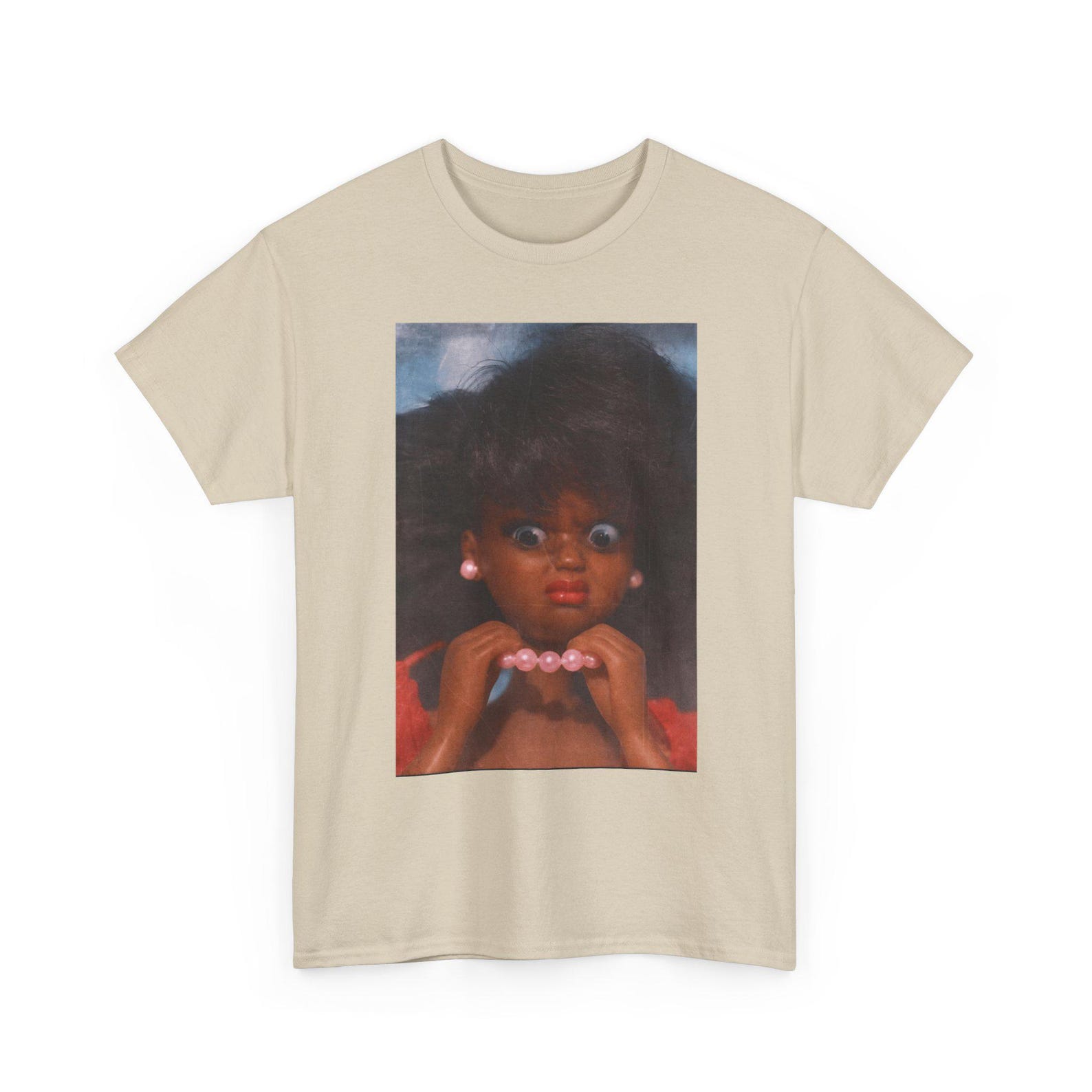 Absolutely Not Disgusted Doll Face Meme T-Shirt | Funny Reaction Tee, Shocked Expression L
