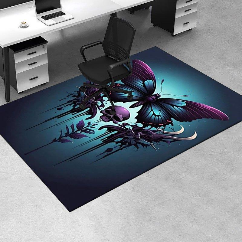 "Dark Butterfly Skull Tattoo Design Art Print"Office Mat Home Decor Office Desk Chair Carpet for Office Ph130