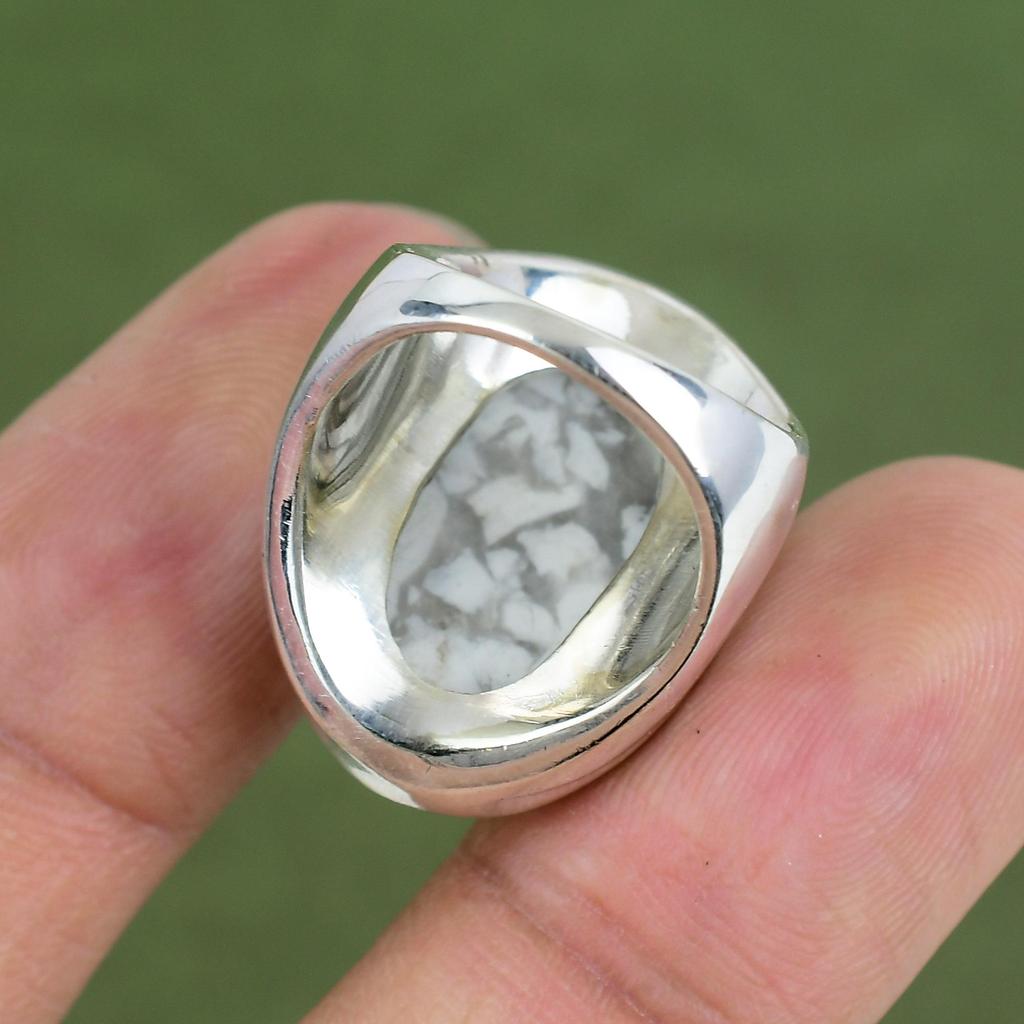 Howlite Ring 925 Sterling Silver Ring Antique Jewelry Handmade Gemstone Ring Very Pretty Silver Jewelry Gifts For Him Available In Ring Size