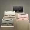 Top Layer Sheepskin Flower Diamd Grid Women's Bag, High-quality Leather Chain Bag, Versatile Single Shoulder Crossbody Bag