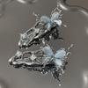Irregular Harajuku Hair Clips Butterfly Zircon Silver Bang Clip INS Y2K Liquid Metal Hairpin  Girl