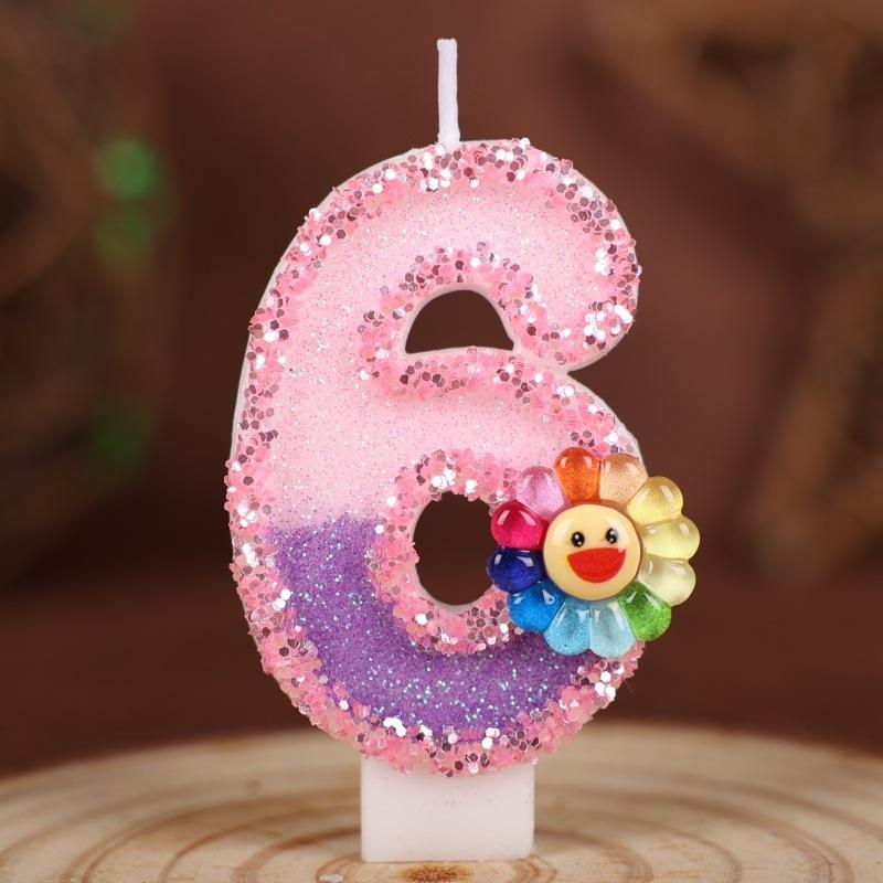 Flowers Handmade Numbers Birthday Candles Cake Decoration Party Festival First Year Number Candles 0-9