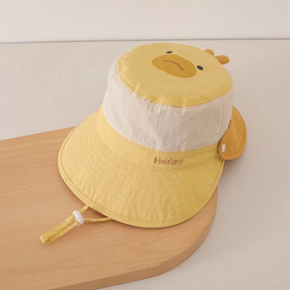 Detachable Cartoon Animal Bucket Hat Letter Embroidery Children's Fisherman Hat  Baby