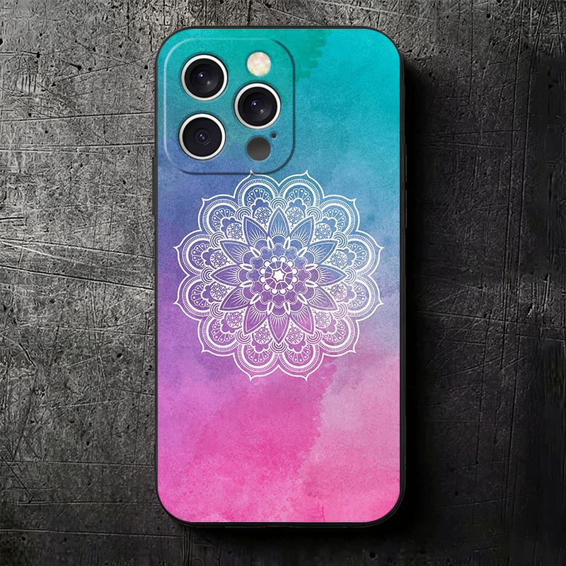 Mandala Style Pattern Soft Phone Case for iPhone 16 16E 17 Air 15 Pro Max 14 Plus 13 Mini 11 12 7 Black Cover Back Shell
